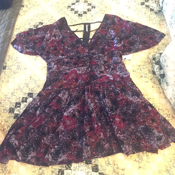 NWT Free People Dress in berry combo, size 10 - Picture 3 of 3