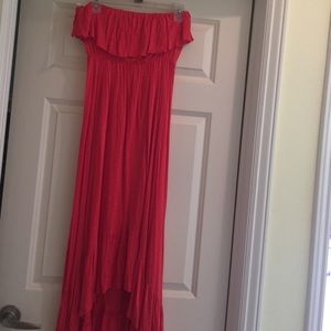 Coral high-low sundress