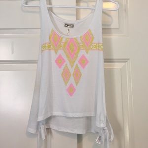 Open sides white tribal tank