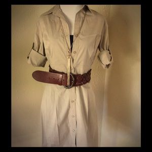 Cute khaki style of the moment shirt dress