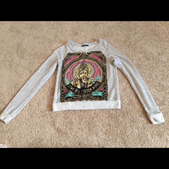Sweaters - Elephant Print Grey Sweater
