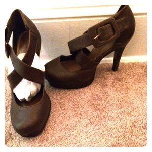 Brown criss cross heels