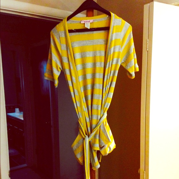 Grey and yellow striped sweater
