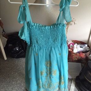 Top gold and turquoise.