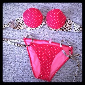 VS polka dot and leopard swim suit