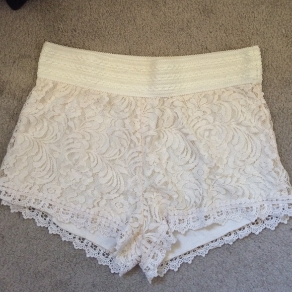 Cream colored lace shorts. Never been worn