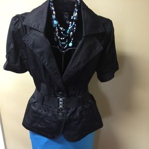 Black belted professional suit shirt