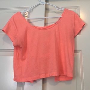 Coral open back tee