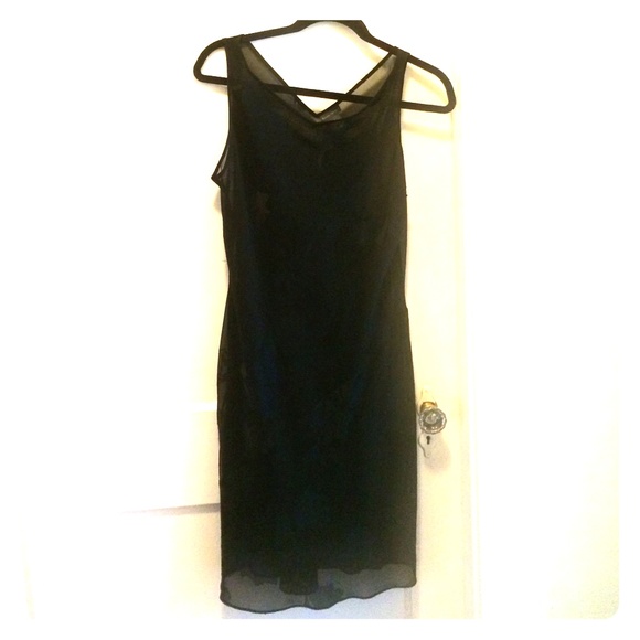 Sheer black Banana Republic cocktail dress.