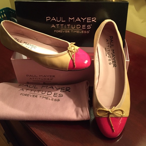 Paul Mayer Shoes - Paul Mayer tan shoes with pink patent toe tips