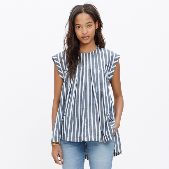 Madewell NWT Garden Top In Indigo Stripe - XSmall