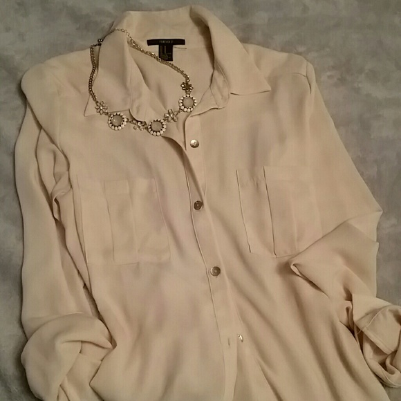 Sheer cream colored button down