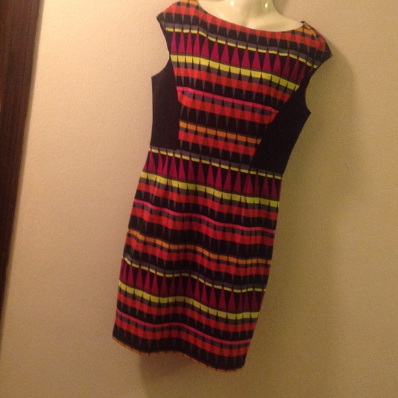 Colorful geometric designed dress.