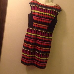 Colorful geometric designed dress.