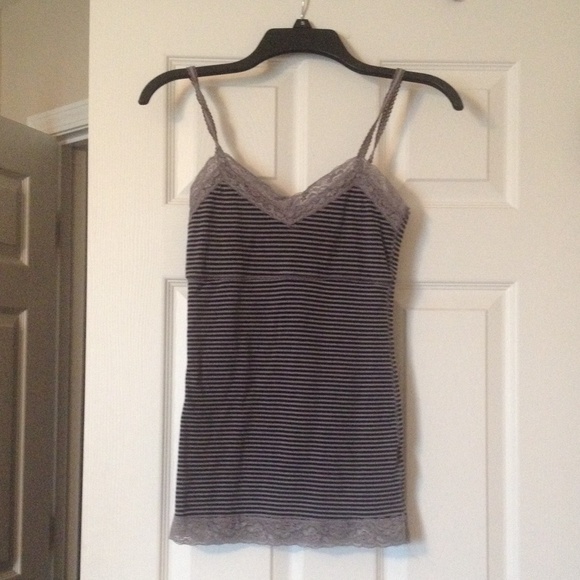 Lace lined, striped spaghetti strap top