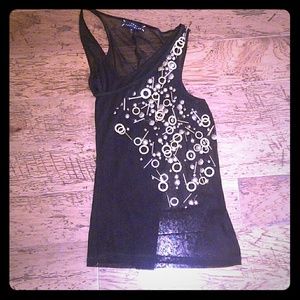 Robert Rodriguez mesh bedazzled top