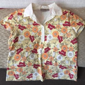 Collared flowered cotton shirt XL
