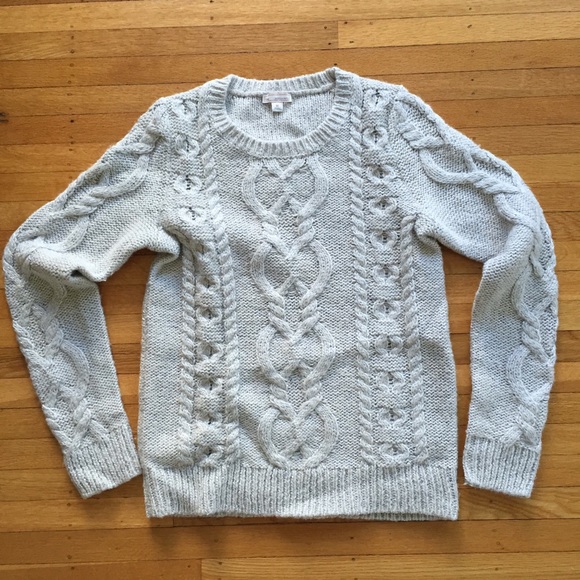 GAP Sweaters - Grey cable knit sweater with silver detail