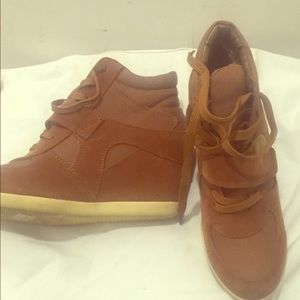 Women's Brown Wedge Sneakers
