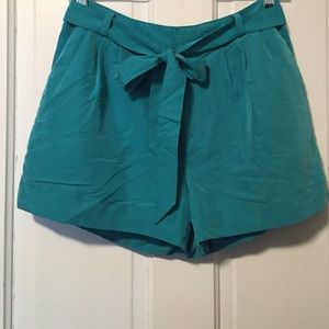 Turquoise tie waist shorts soft material