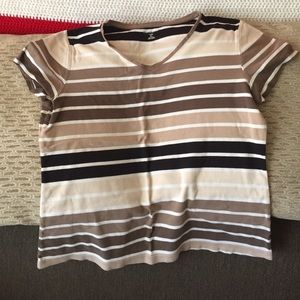 Tan brown black striped tee shirt XL