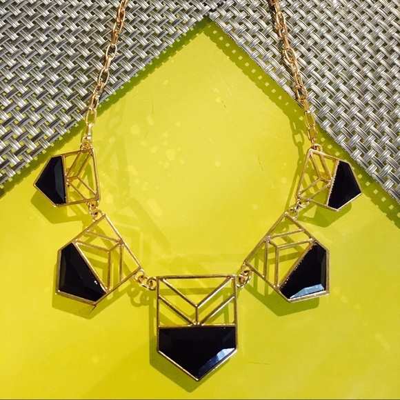 Gold and black triangle statement necklace