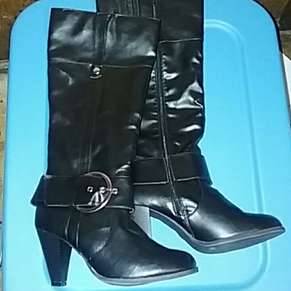 JustFab Shoes - Just Fab Black Buckle Boots Size 7 1/2