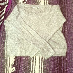silver sparkly crop top sweater