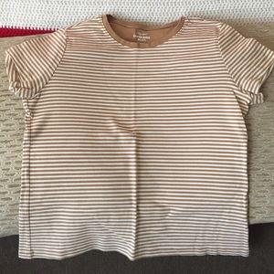 Tan and cream striped tee shirt XL