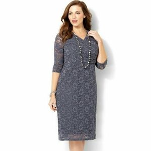 Catherine's CHARCOAL Plus Size 2x Lace Wrap Dress