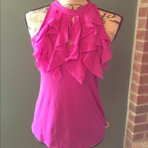 Bright Fuchsia Ruffle Top