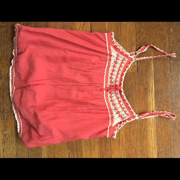 BCBG bohemian camisole lace trim top