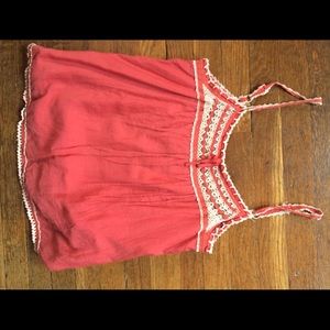 BCBG bohemian camisole lace trim top