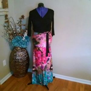 Jersey Knit Wrap Tie Waist Maxi Dress - Medium