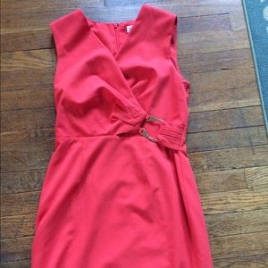 Calvin Klein coral sheath dress with faux wrap