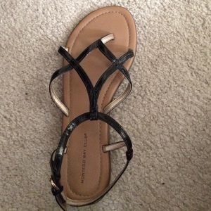 Black crisscross sling back sandals