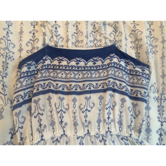 Blue and white printed dress