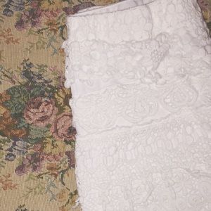 White Lace High-Waisted Shorts