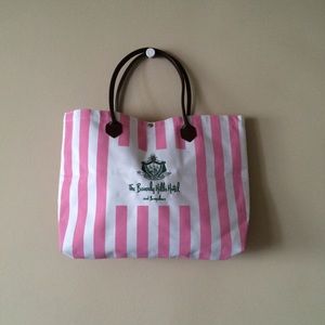 New Pink & white striped Beverly Hills Hotel Tote