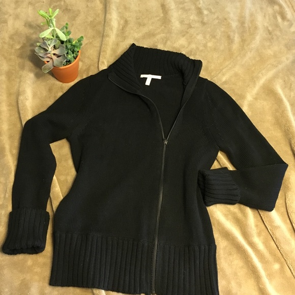 Victoria's Secret Tops - VS Black Asymmetrical Zip Sweater Turtleneck