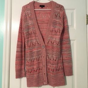 Coral and Grey Cardigan