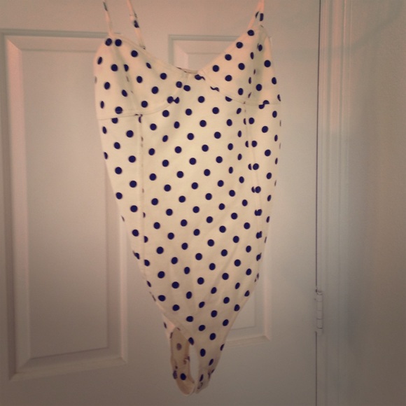 Cream with black polkadot body suit!