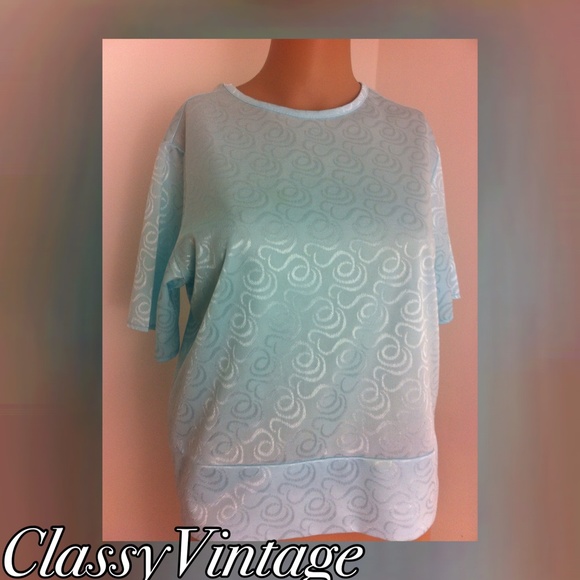 blair Tops - Shimmery light blue vintage top.