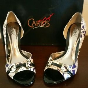 Carlos Santana Roulette-blue satin heels