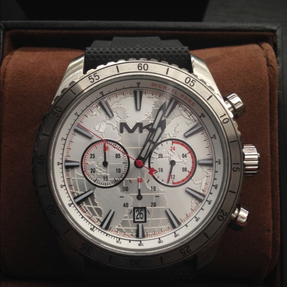 Men's Watch-Stainless steel/black rubber