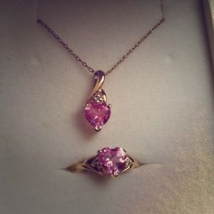 10k yellow pink heart set