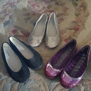 A bundle of Three pares of little girl shoes