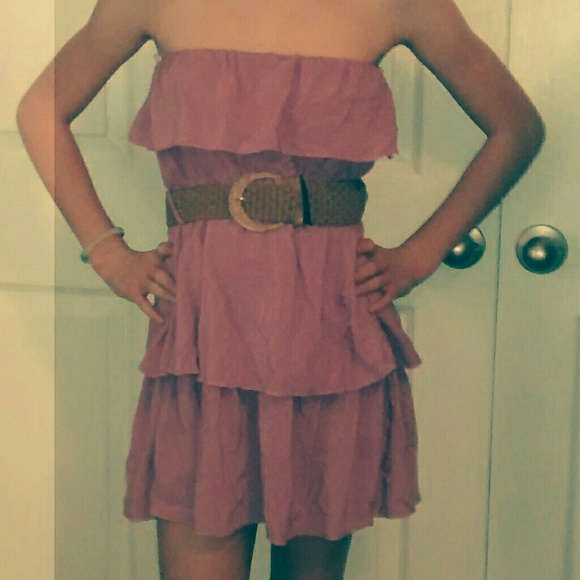 Strapless dress with brown belt from tinley - Picture 2 of 2
