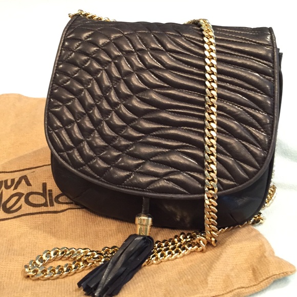 Quilted Leather Bag Gold Chain and Leather Tassel