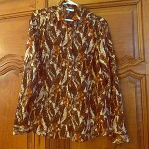 Brown long sleeve button up blouse